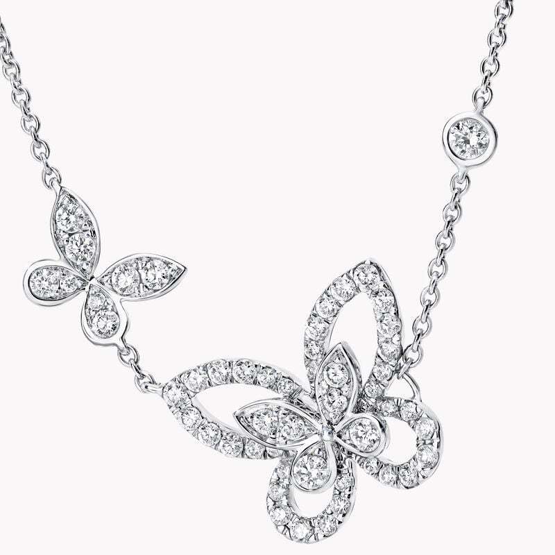Double Butterfly Silhouette Diamond Pendant