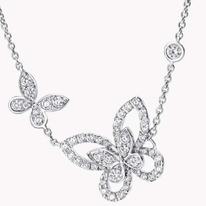Double Butterfly Silhouette Diamond Pendant
