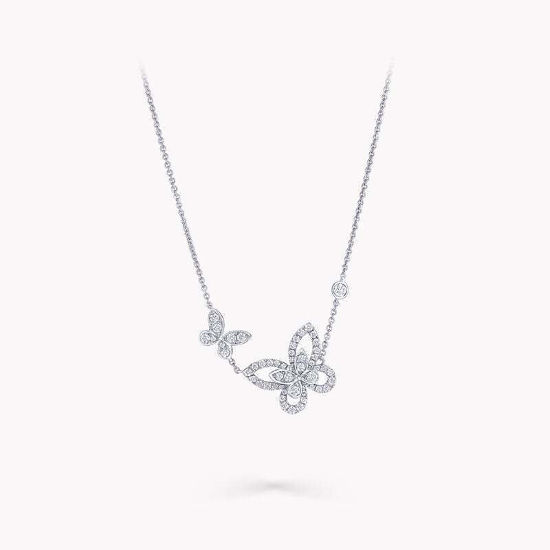 Double Butterfly Silhouette Diamond Pendant