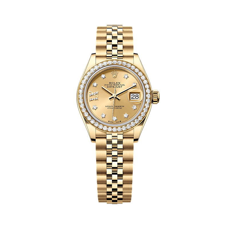 Rothtlex Lady-Datejust, Oyster, 28 mm, yellow gold and diamonds. Reference m279138rbr-0007