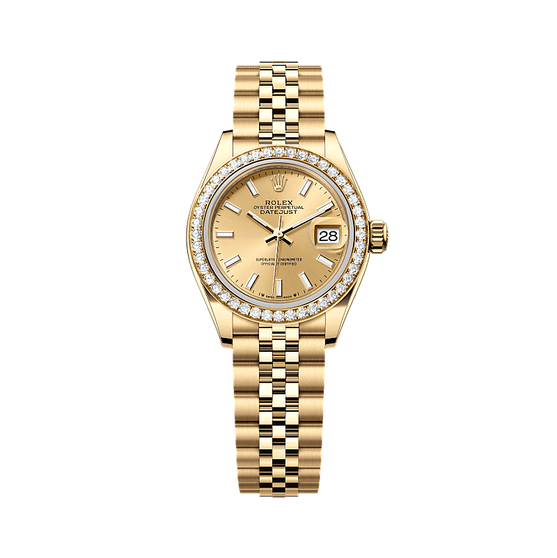 Rothtlex Lady-Datejust, Oyster, 28 mm, yellow gold and diamonds. Reference m279138rbr-0013