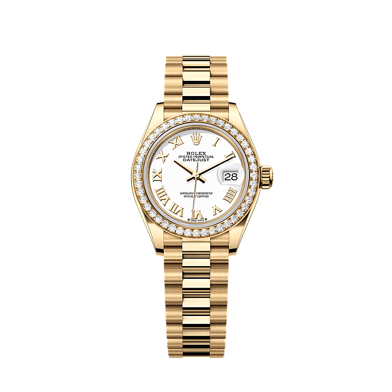 Rothtlex Lady-Datejust, Oyster, 28 mm, yellow gold and diamonds Reference m279138rbr-0031
