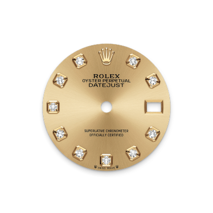 Rothtlex Lady-Datejust. Oyster, 28 mm, yellow gold and diamonds. Reference m279138rbr-0023