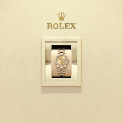 Rothtlex Lady-Datejust. Oyster, 28 mm, yellow gold and diamonds, Reference