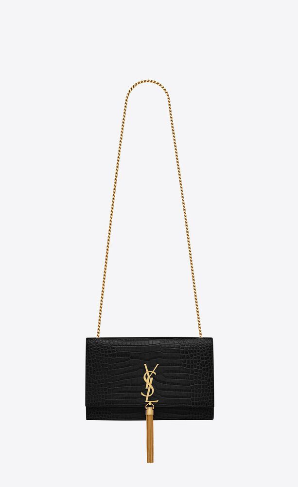 KATE MEDIUM TASSEL IN CROCODILE-EMBOSSED LEATHER