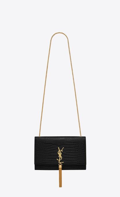 KATE MEDIUM TASSEL IN CROCODILE-EMBOSSED LEATHER