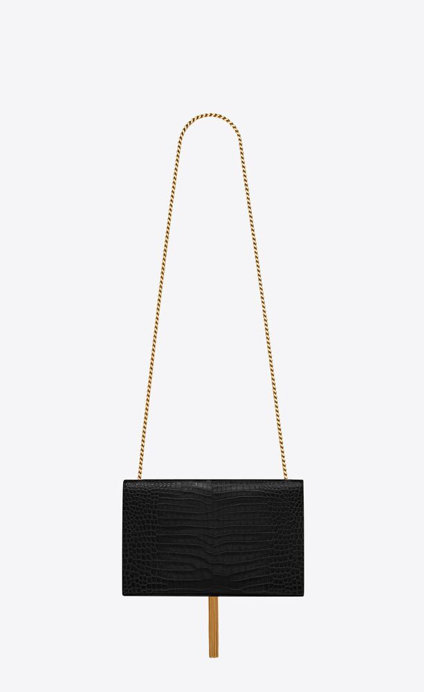KATE MEDIUM TASSEL IN CROCODILE-EMBOSSED LEATHER