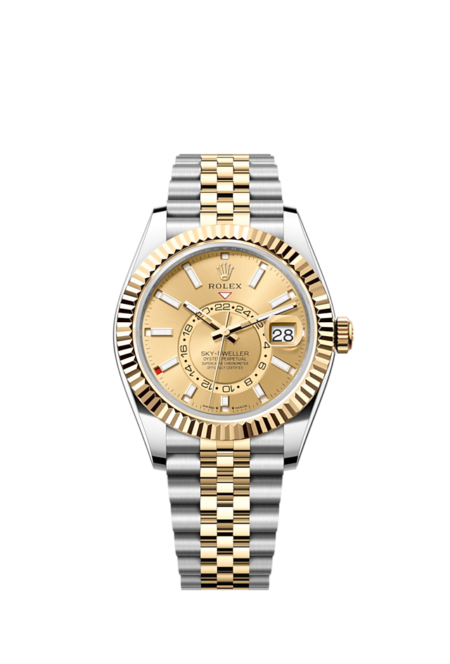Sky-Dweller, 42mm, Oystersteel and 18k Yellow Gold, Champagne, Jubilee,Ref# 336933-0002