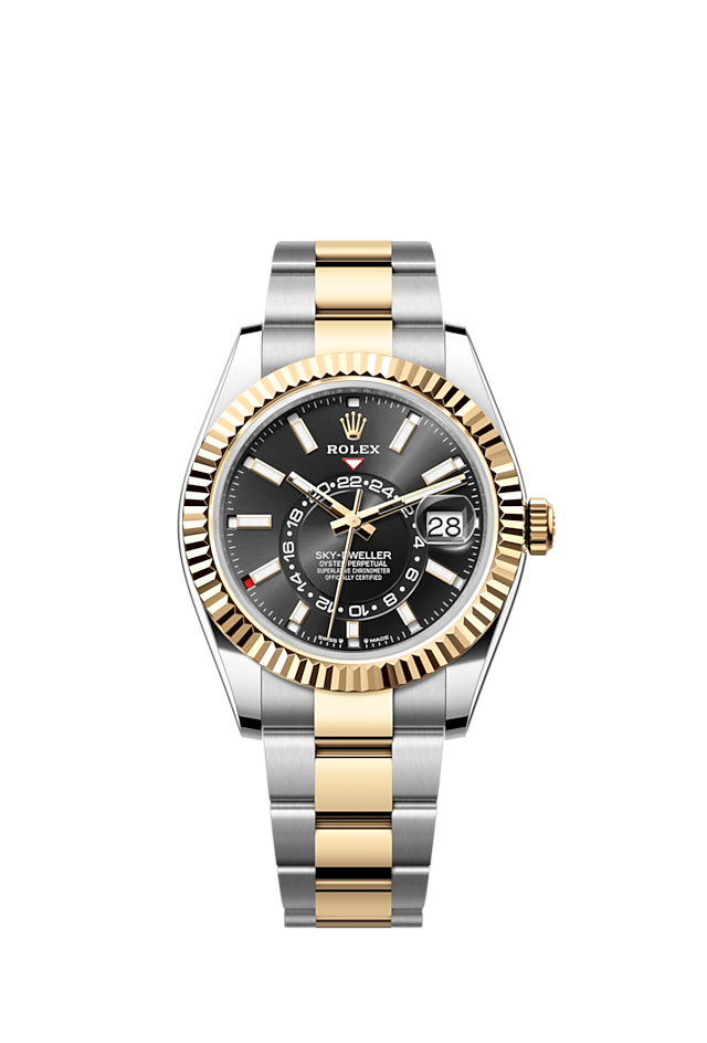 Sky-Dweller, 42mm, Oystersteel and 18k Yellow Gold, Black, Oyster, Ref# 336933-0003
