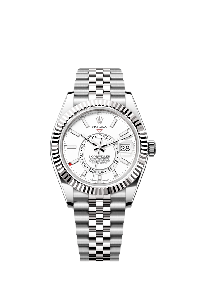 Sky-Dweller, 42mm, Oystersteel and 18k White Gold, White, Jubilee, Ref# 336934-0004