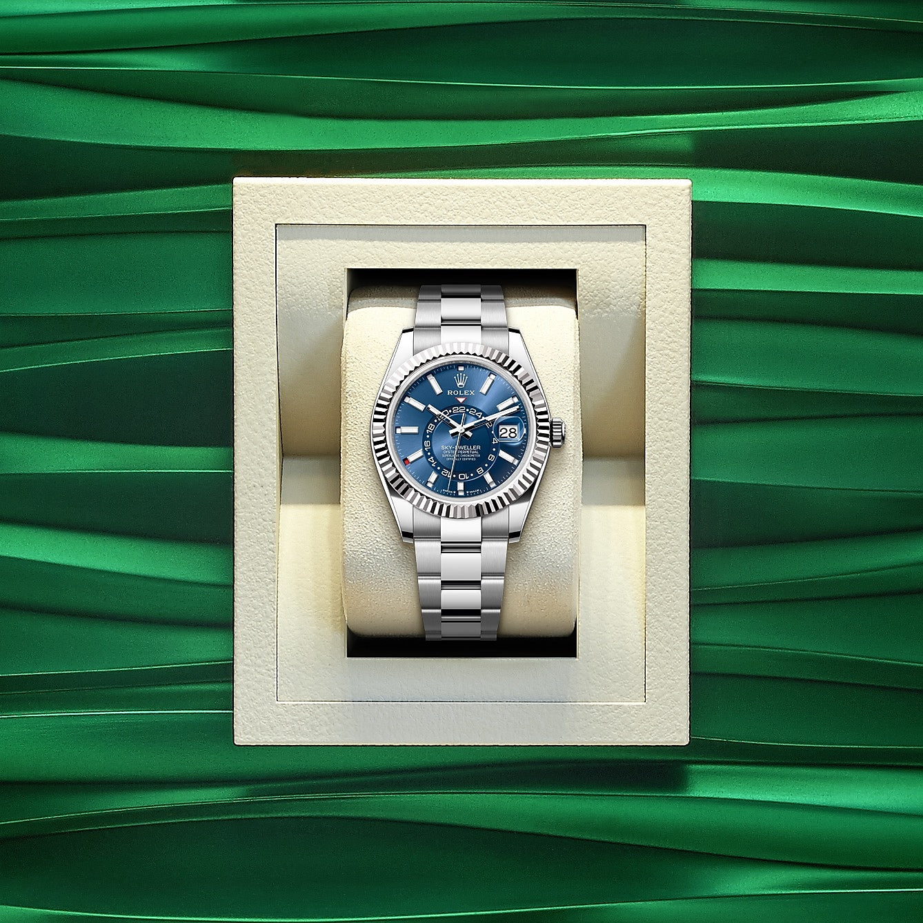 Sky-Dweller, 42mm, Oystersteel and 18k White Gold, Blue, Oyster, Ref# 336934-0005