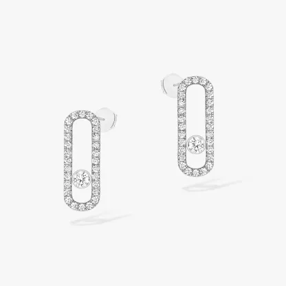 Move Uno Diamond Pavé Earrings White Gold Diamond Earrings