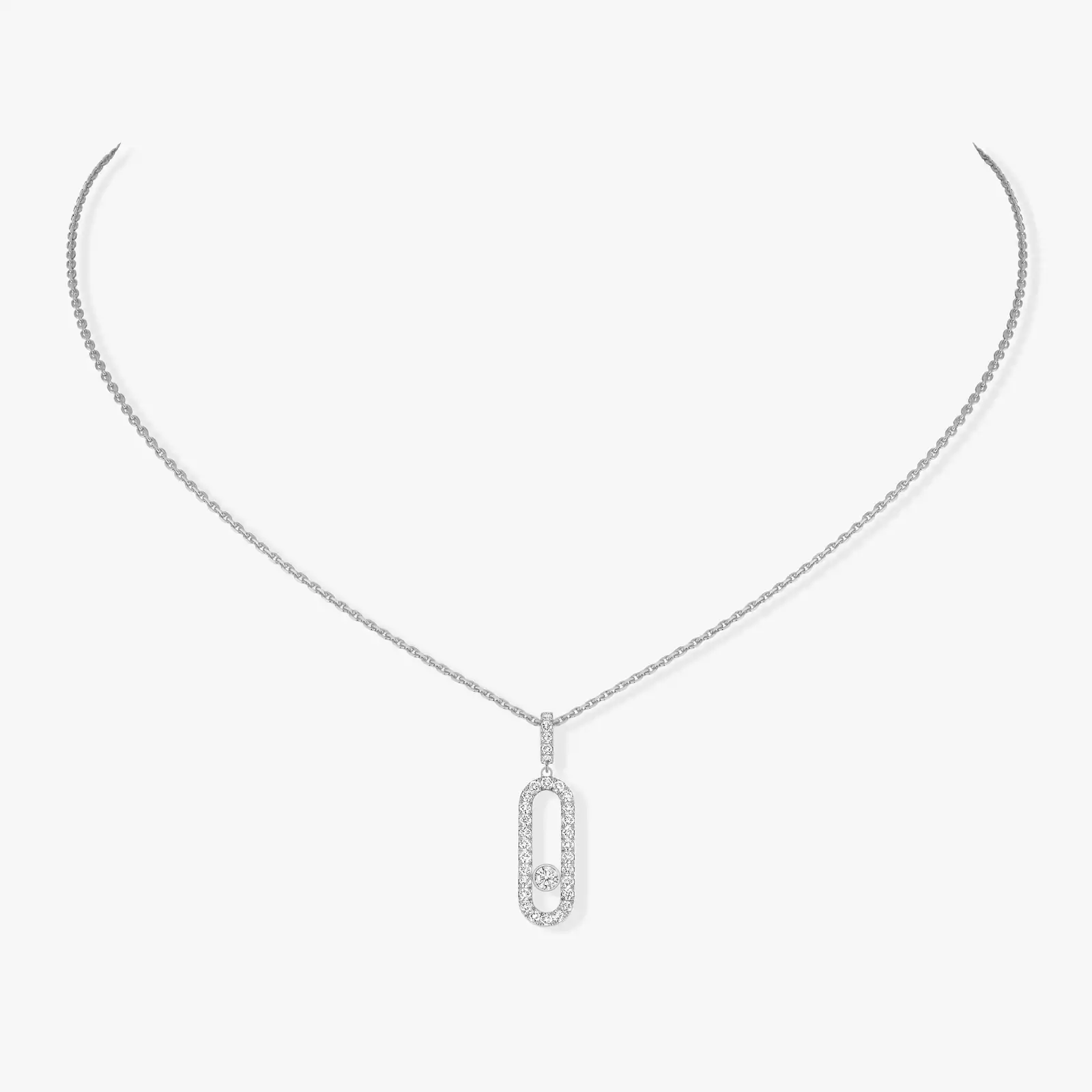 Move Uno Pavé LM White Gold Diamond Necklace