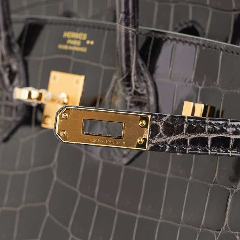 Birkin 25 Bag Graphite Crocodile with Palladium Hardware