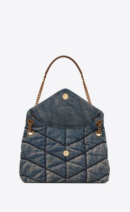 PUFFER MEDIUM IN SUEDE AND DENIM