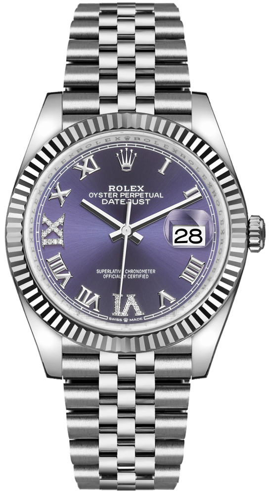 Datejust 36 Aubergine Dial Fluted Bezel Women's Watch 126234-0021