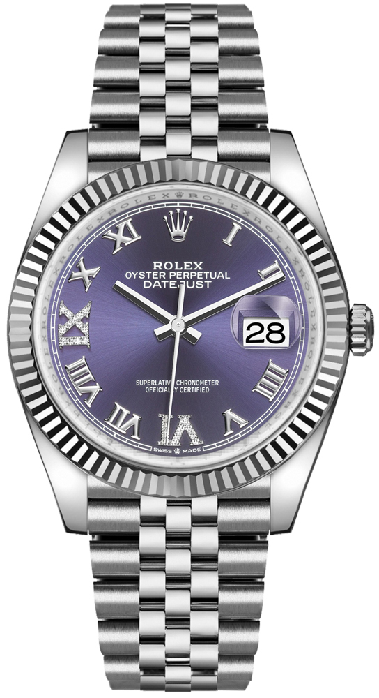 Datejust 36 Aubergine Dial Fluted Bezel Women's Watch 126234-0021