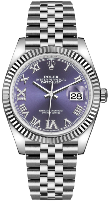 Datejust 36 Aubergine Dial Fluted Bezel Women's Watch 126234-0021