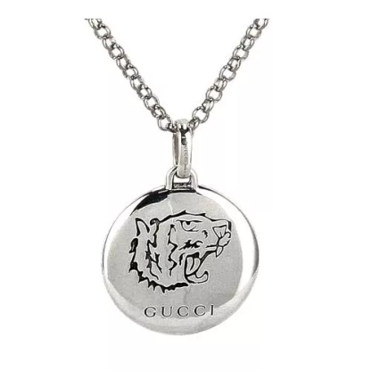 Necklace BLIND FOR LOVE Tiger Head Motif Pendant Adjustable Chain Silver