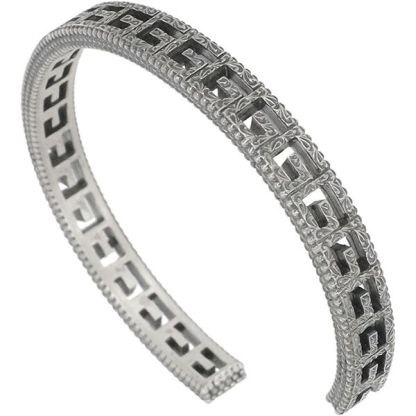 Cubed G Motif Logo Cuff Bracelet in Sterling Silver