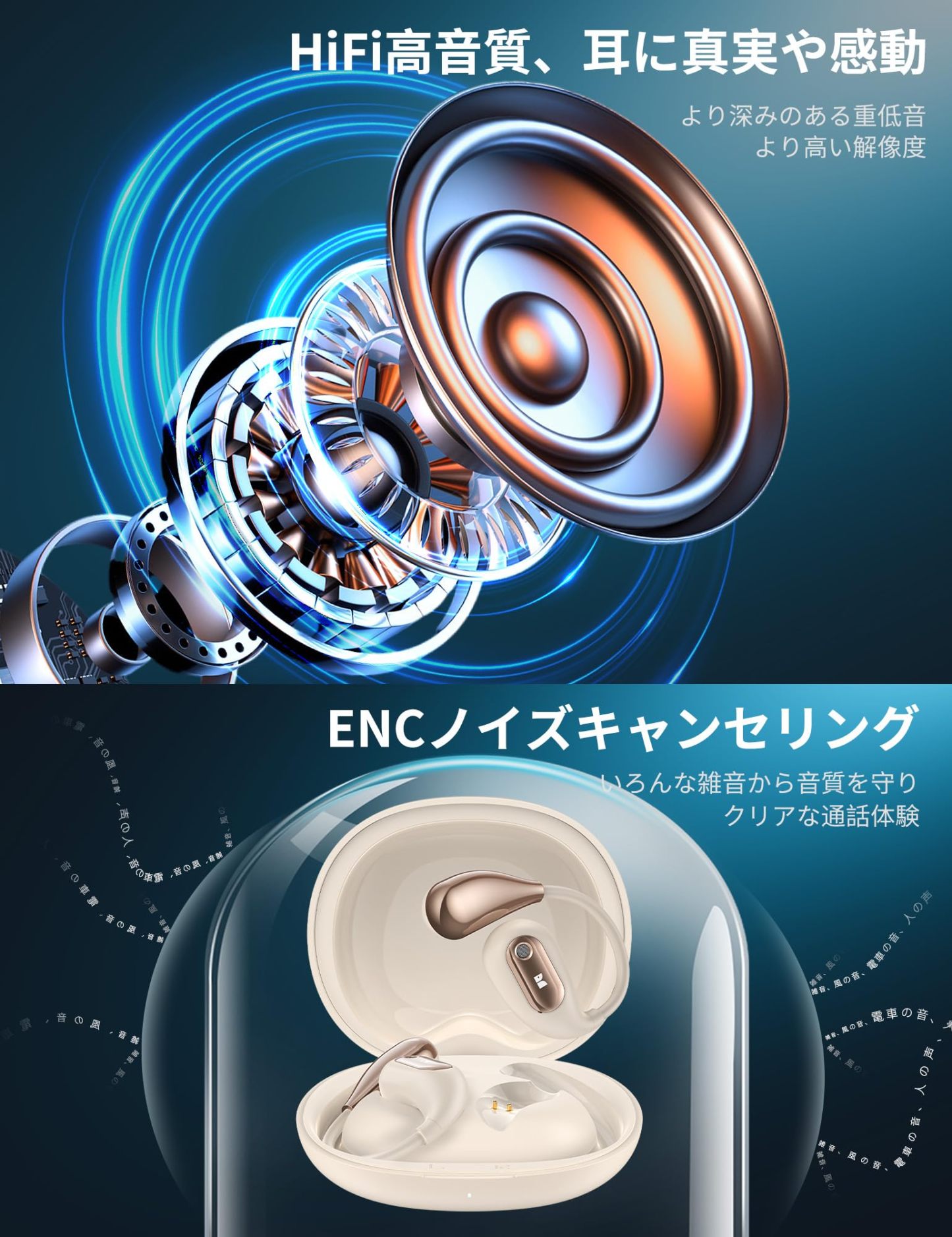 Monster Wireless Earphones, Bluetooth, Noise Cancelling, Air Conduction Earbuds, Advanced Bone Conduction Earphones, Ultra Lightweight, No Blocking Ears, Open Ear Bone Conduction Headphones, Type-C