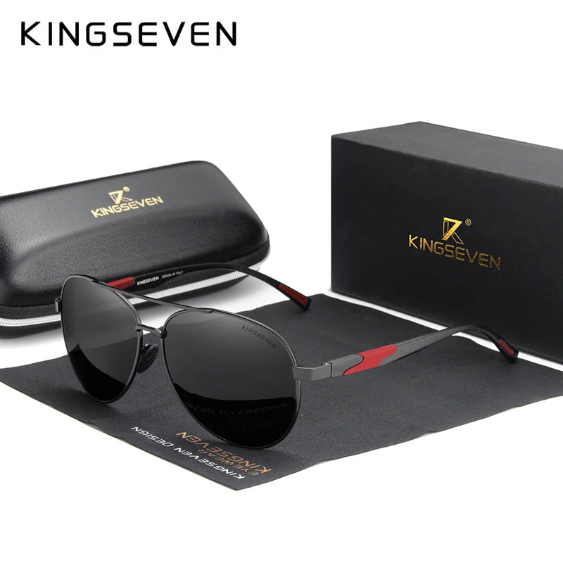 KINGSEVEN DESIGN Men Classic Polarized Sunglasses Aluminum Pilot Sun glasses UV400 Protection NF-7228