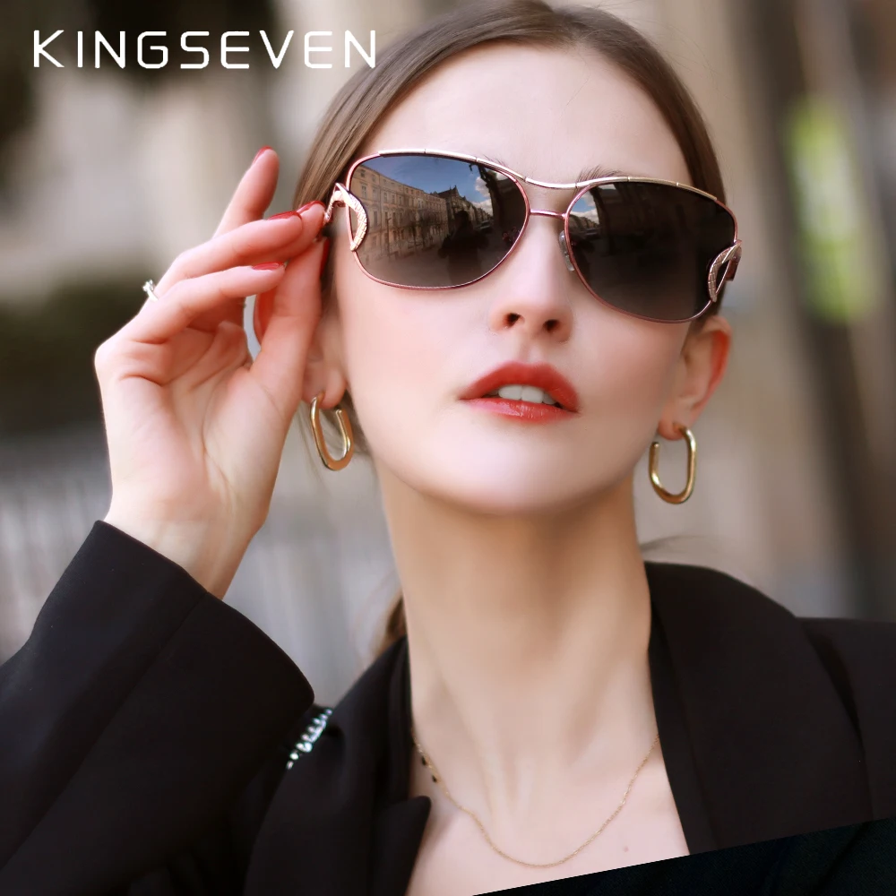 KINGSEVEN Vintage Women's Glasses Gradient Lens Polarized Sunglasses Women Brand Design UV400 Oversized Shade lentes de sol