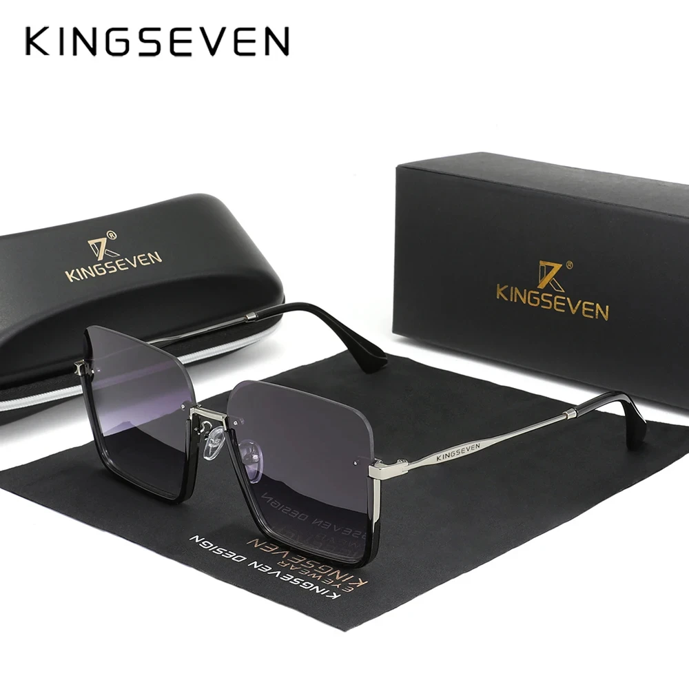 KINGSEVEN New Square Women‘s Sunglasses Party Half-frame Design Gradient Lens Glasses Accessory Fashion Decoration Eyewear