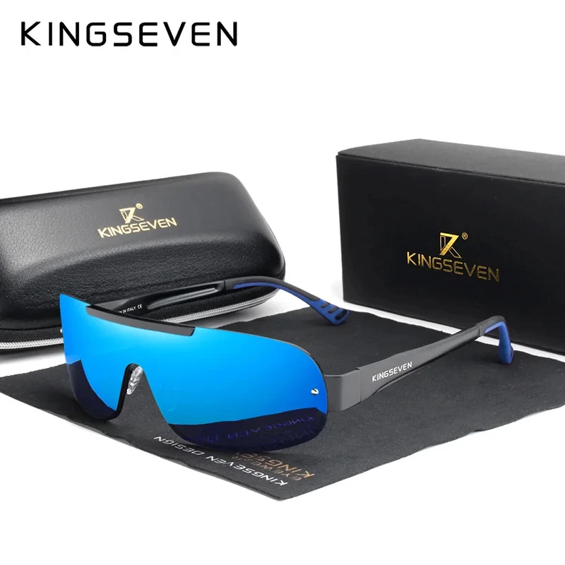 KINGSEVEN Design New Aluminum Men Brand Sunglasses HD Polarized Men's Sun Glasses Integrated Lens Eyewear Goggle Gafas De Sol