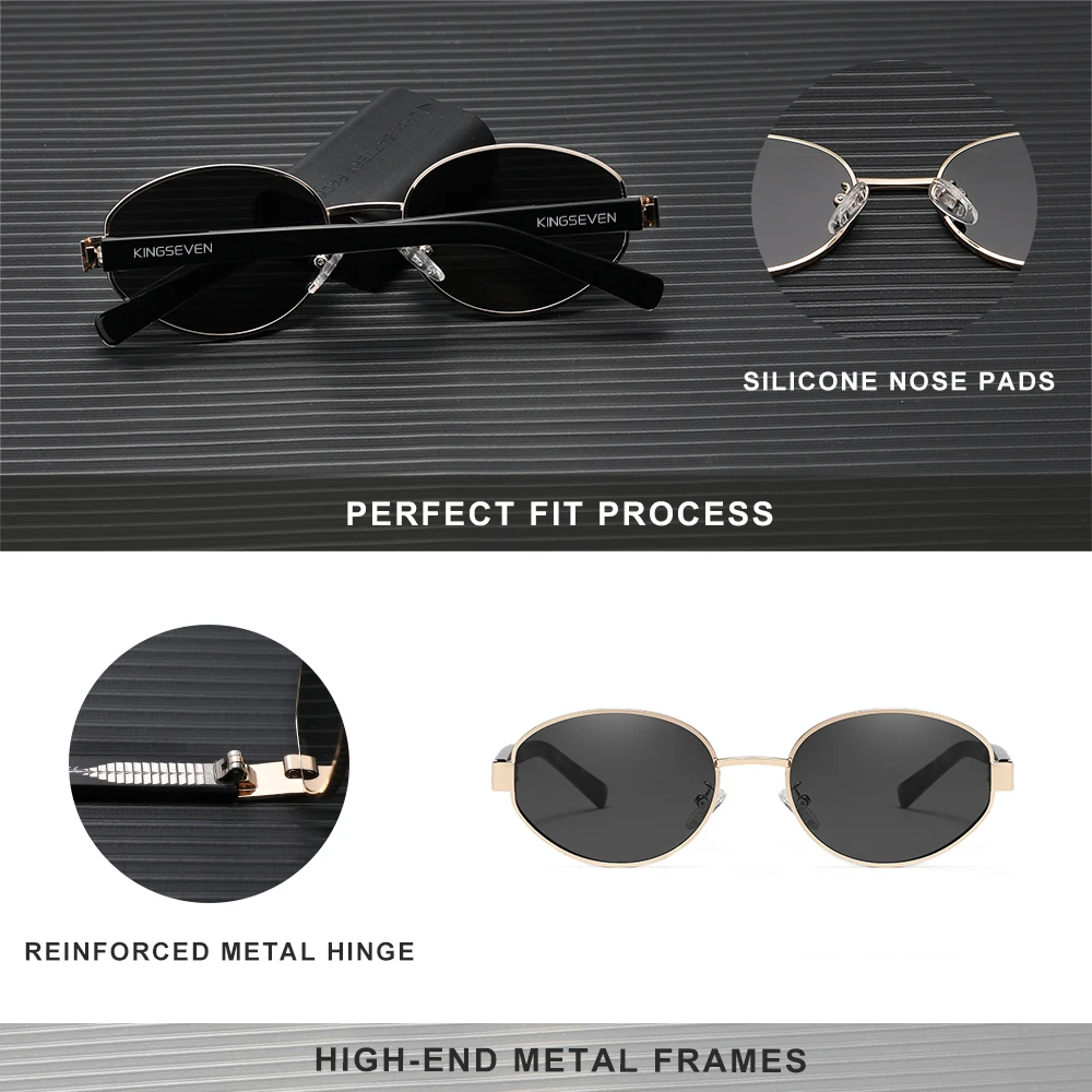 KINGSEVEN Retro Oval Sunglasses Women Men UV400 Alloy Anti-glare Fashion Glasses Driving Leopard Eye Protect Accessory Eyewear