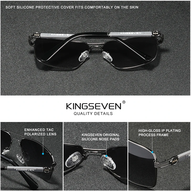 KINGSEVEN Brand Classic Gothic Steampunk Sunglasses Polarized Men Vintage Round Metal Frame Sun Glasses Eyewear