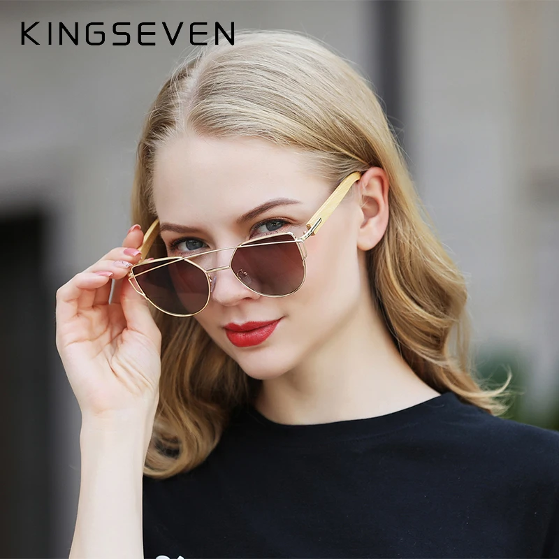 KINGSEVEN Handmade Wood Sunglasses Men Bamboo Sunglass Women Brand Design Original Wood Glasses Oculos de sol masculino