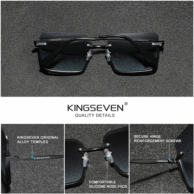 KINGSEVEN New Walnut Wooden Sunglasses For Men Polarized Semi-Rimless Glasses UV400 Eye Protection Retro Eyewear Women Accessory