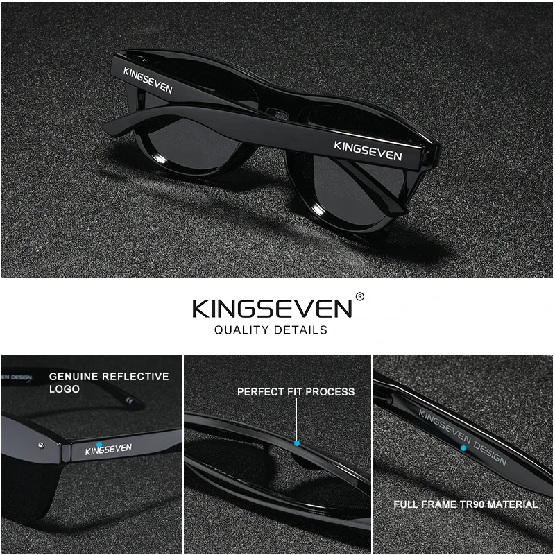 KINGSEVEN 2024 New Brand Design Women's Glasses TR90 Polarized Sunglasses Men Retro Sun Glasses Sonnenbrille Herren
