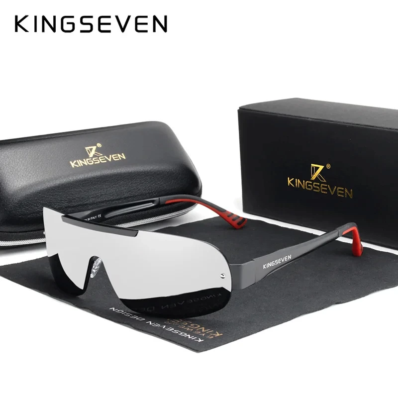 KINGSEVEN Design New Aluminum Men Brand Sunglasses HD Polarized Men's Sun Glasses Integrated Lens Eyewear Goggle Gafas De Sol