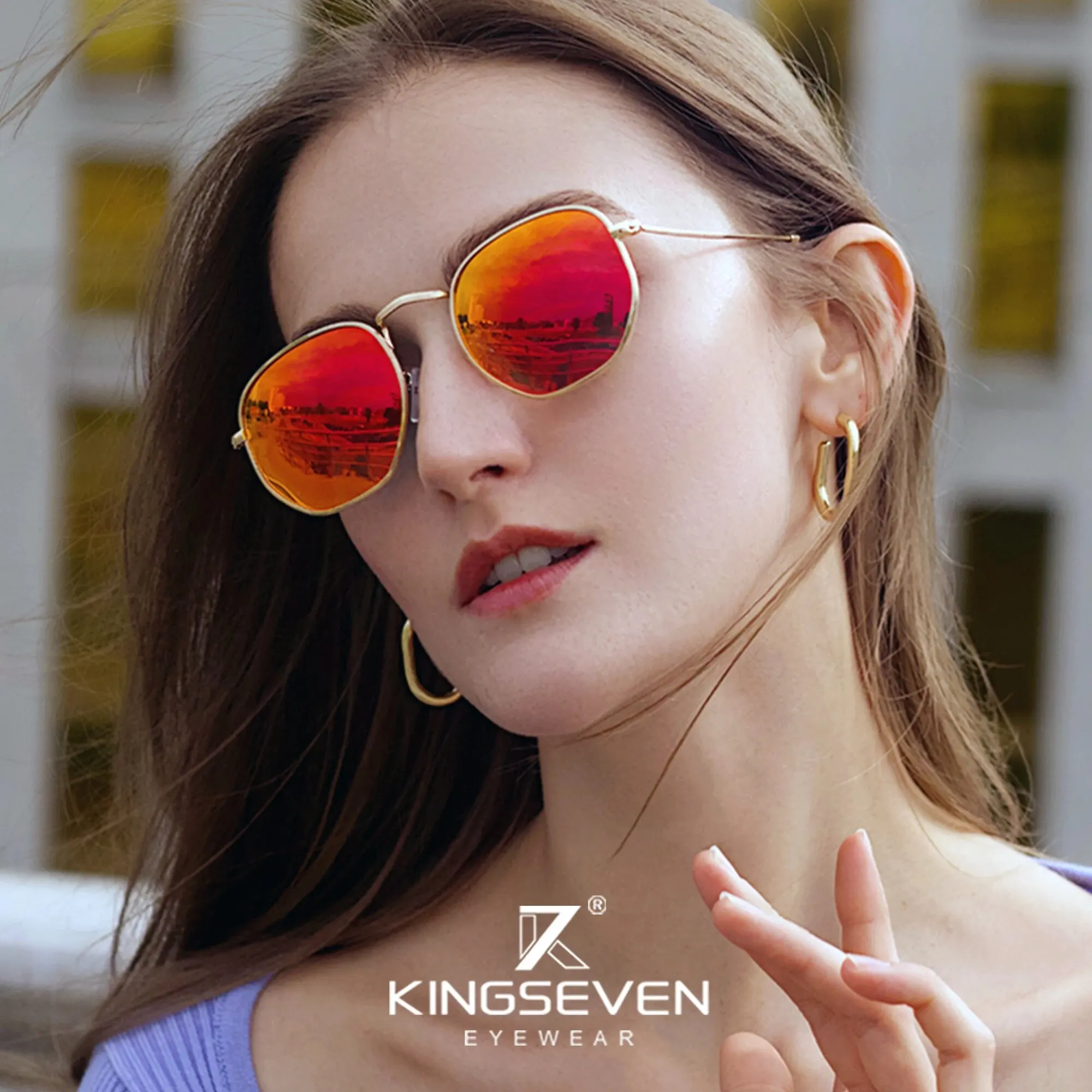 KINGSEVEN 2024 Classic Reflective Sunglasses Men Hexagon Retro Sun glasses Stainless Steel Eyewear Oculos Gafas De Sol Shades