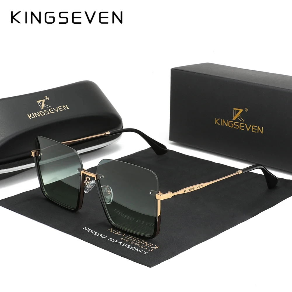 KINGSEVEN New Square Women‘s Sunglasses Party Half-frame Design Gradient Lens Glasses Accessory Fashion Decoration Eyewear