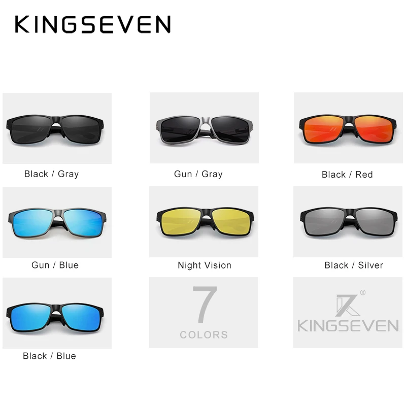 KINGSEVEN Aluminum Square Men/Women Polarized Coating Mirror Sun Glasses Eyewear Sunglasses For Men
