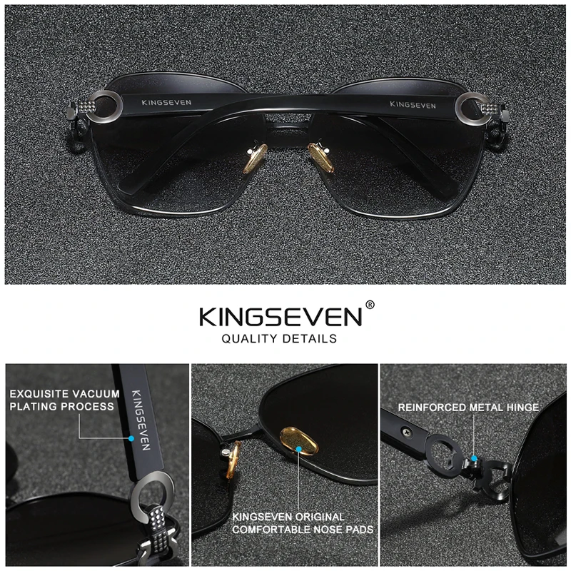 KINGSEVEN 2024 Vintage UV400 polarization Women Sunglasses Retro Design Gradient Butterfly Square Sun Glasses Eyewear