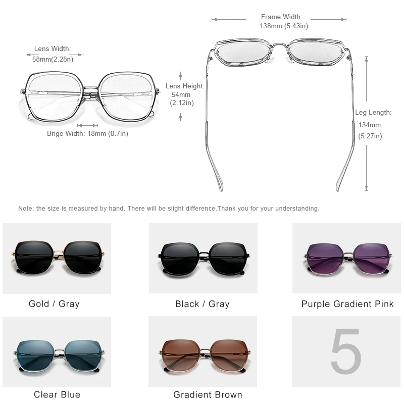 KINGSEVEN Women's Sunglasses Polarized Gradient Lens Luxury Ladies Butterfly Design Stainless Steel Sun glasses Accessories
