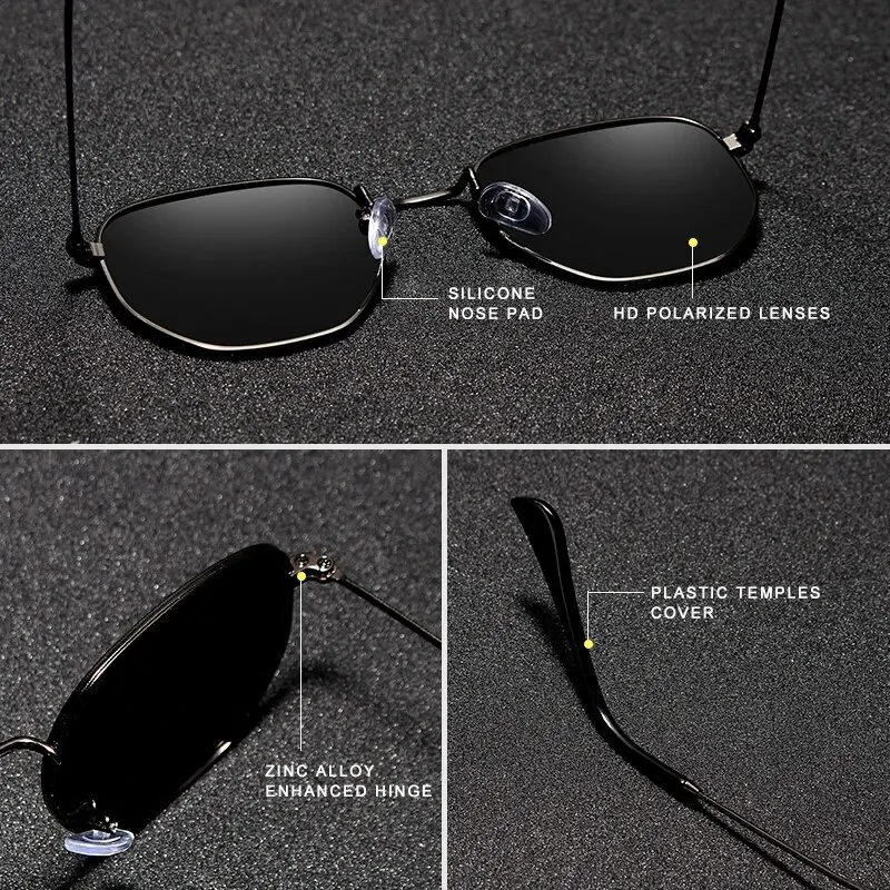 KINGSEVEN 2024 Classic Reflective Sunglasses Men Hexagon Retro Sun glasses Stainless Steel Eyewear Oculos Gafas De Sol Shades