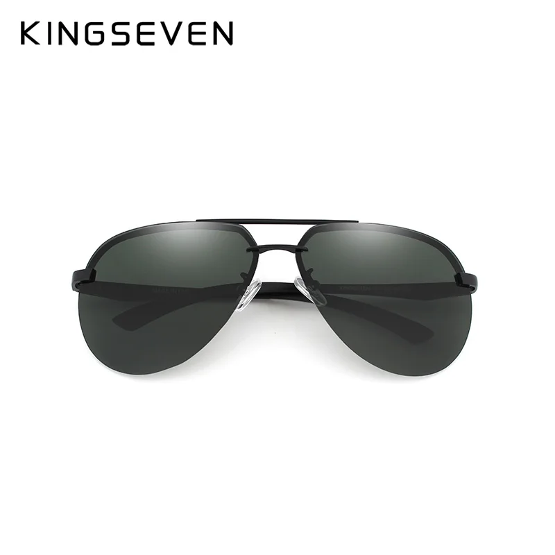 KINGSEVEN 2024 Aluminum Magnesium Polarized Rimless Lens Sunglasses For Men High Definition Retro Women Eyewear Outdoor Sports