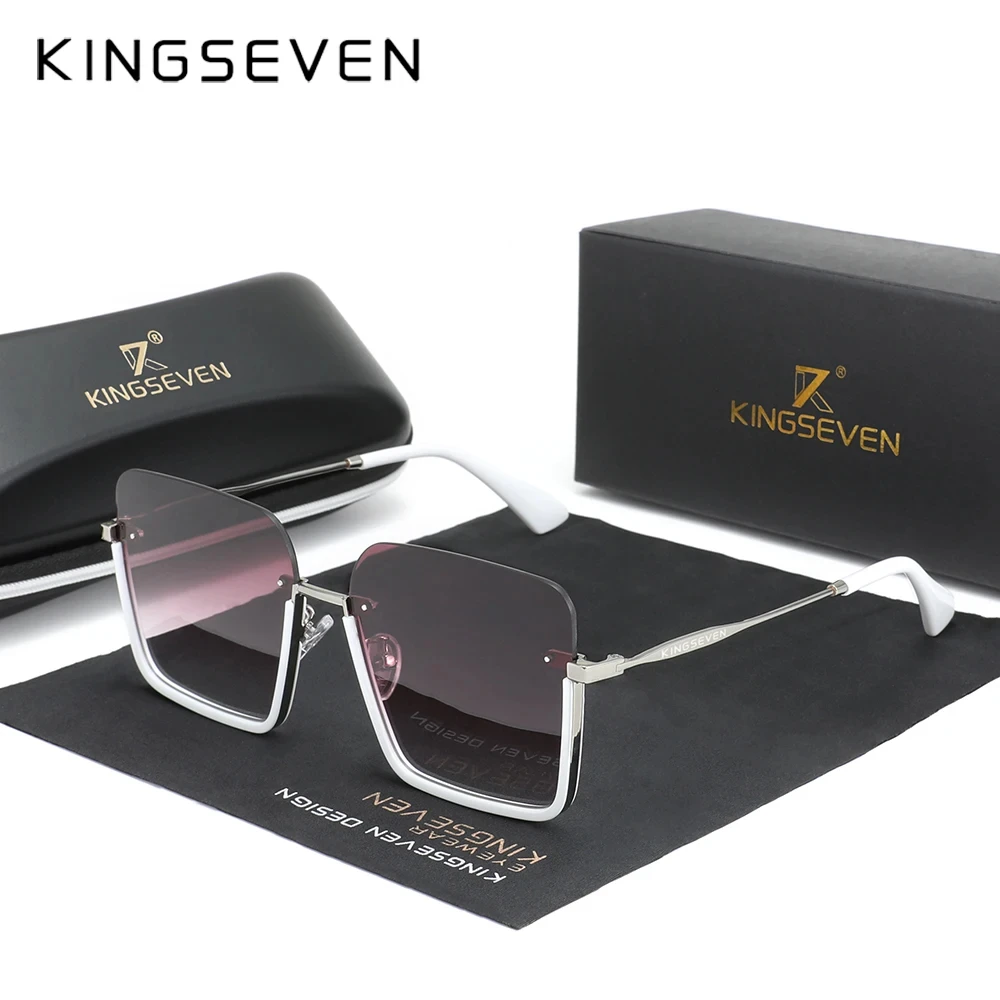 KINGSEVEN New Square Women‘s Sunglasses Party Half-frame Design Gradient Lens Glasses Accessory Fashion Decoration Eyewear