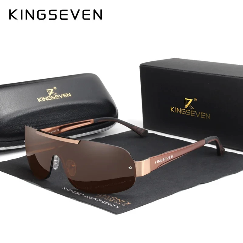 KINGSEVEN Design New Aluminum Men Brand Sunglasses HD Polarized Men's Sun Glasses Integrated Lens Eyewear Goggle Gafas De Sol