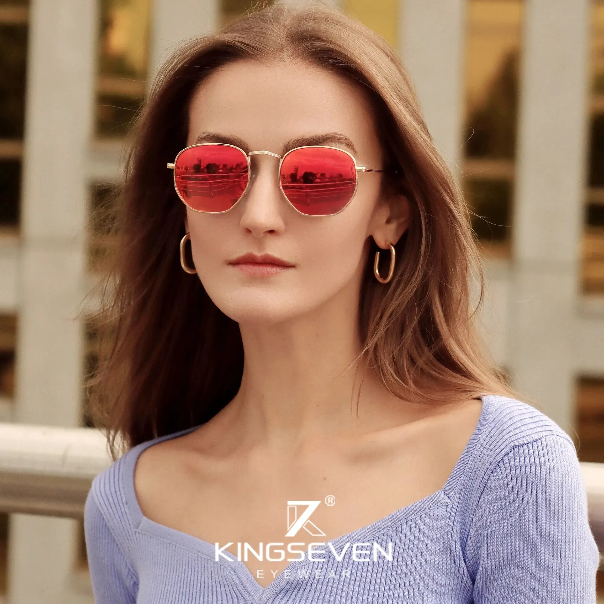 KINGSEVEN 2024 Classic Reflective Sunglasses Men Hexagon Retro Sun glasses Stainless Steel Eyewear Oculos Gafas De Sol Shades
