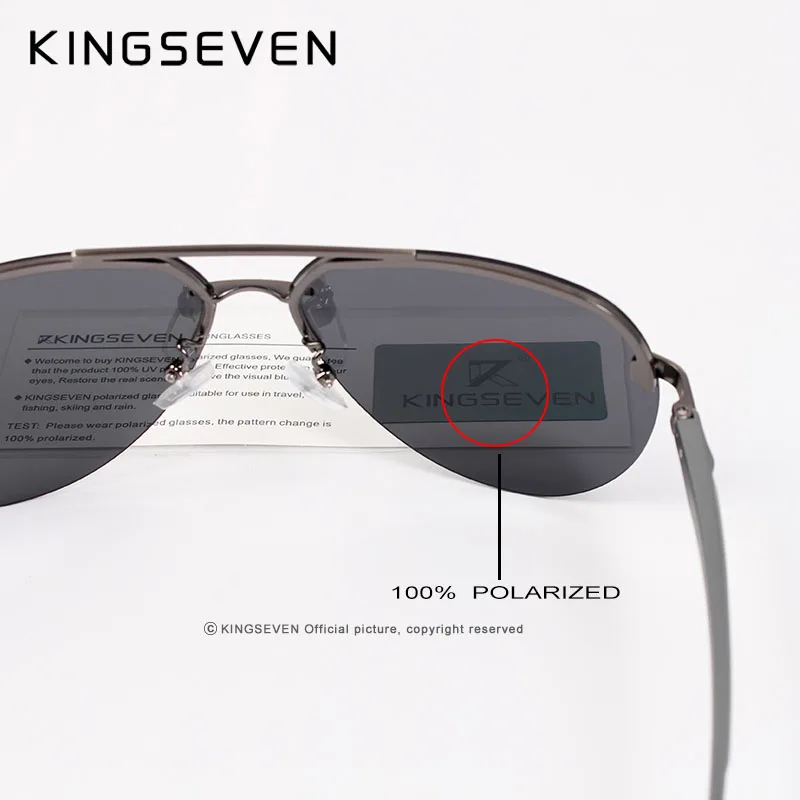 KINGSEVEN 2024 Aluminum Magnesium Polarized Rimless Lens Sunglasses For Men High Definition Retro Women Eyewear Outdoor Sports