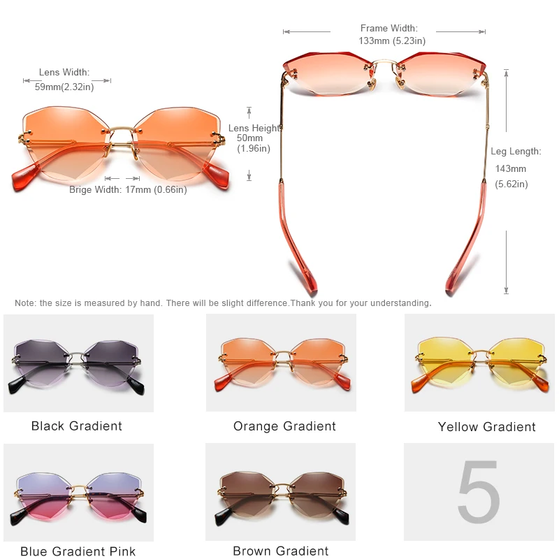 KINGSEVEN Design Rimless Fashion Cat Eye Sunglasses Women Gradient Driving UV400 Sun Glasses Clear Vintage Eyewear Oculos N801