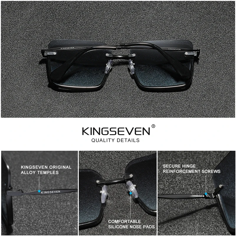 KINGSEVEN New Square Women‘s Sunglasses Party Half-frame Design Gradient Lens Glasses Accessory Fashion Decoration Eyewear