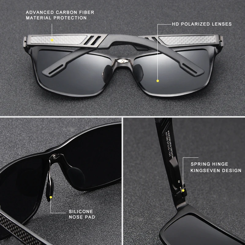KINGSEVEN Aluminum Square Men/Women Polarized Coating Mirror Sun Glasses Eyewear Sunglasses For Men