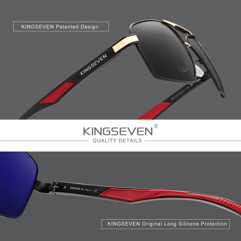 KINGSEVEN Brand New Polarized Men Sunglasses Square Aluminum Frame Male Sun Glasses Driving Fishing Eyewear Zonnebril N7719